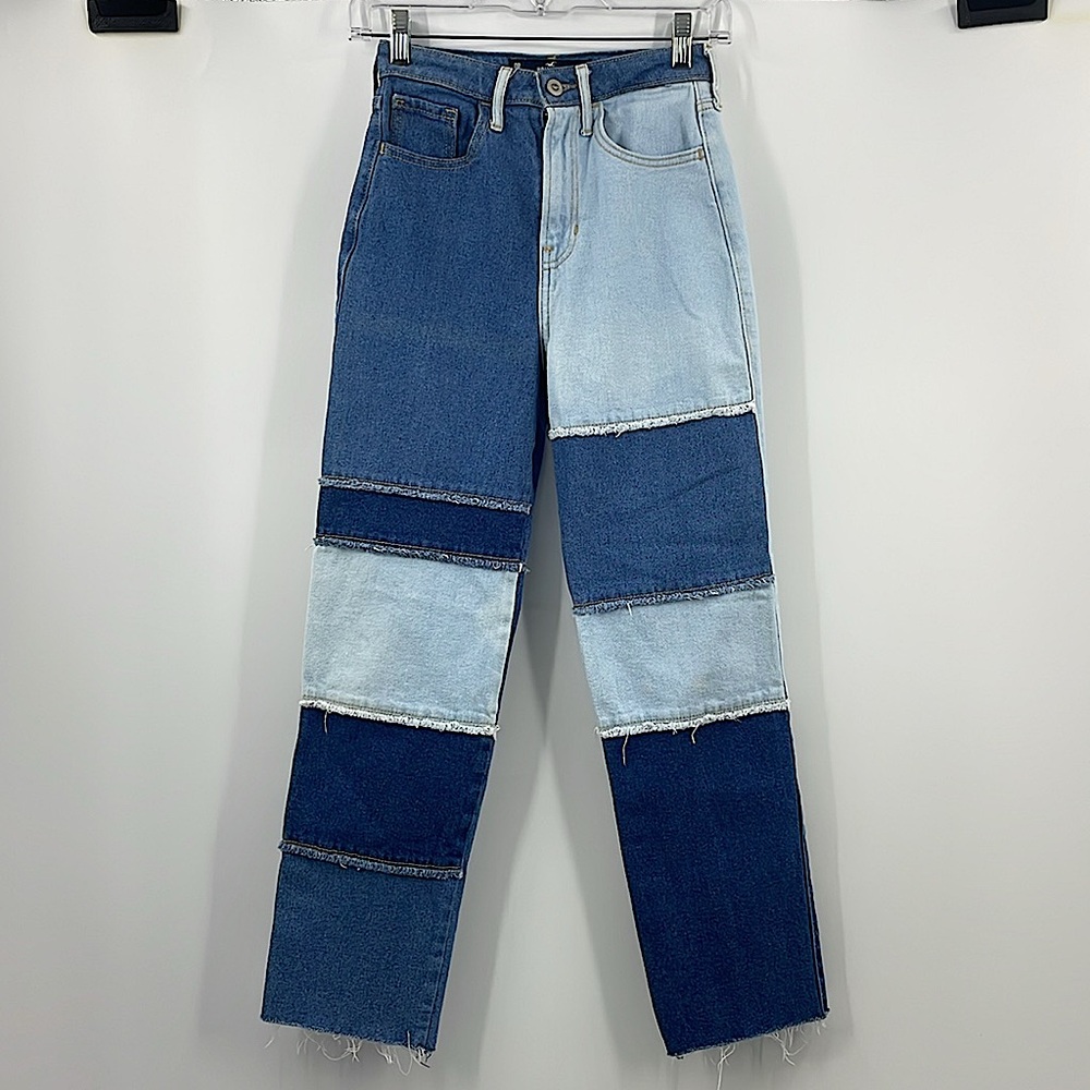 Hollister Ultra High-Rise Vintage Straight Patchwork Jeans Size 24x27